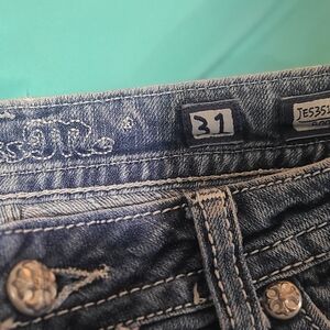 Miss Me Blue Boot Cut Jeans with Intricate Stitching